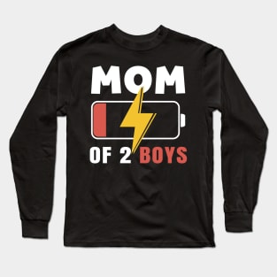 Mom of 2 Boys Shirt Gift from Son Mothers Day Birthday Women Long Sleeve T-Shirt